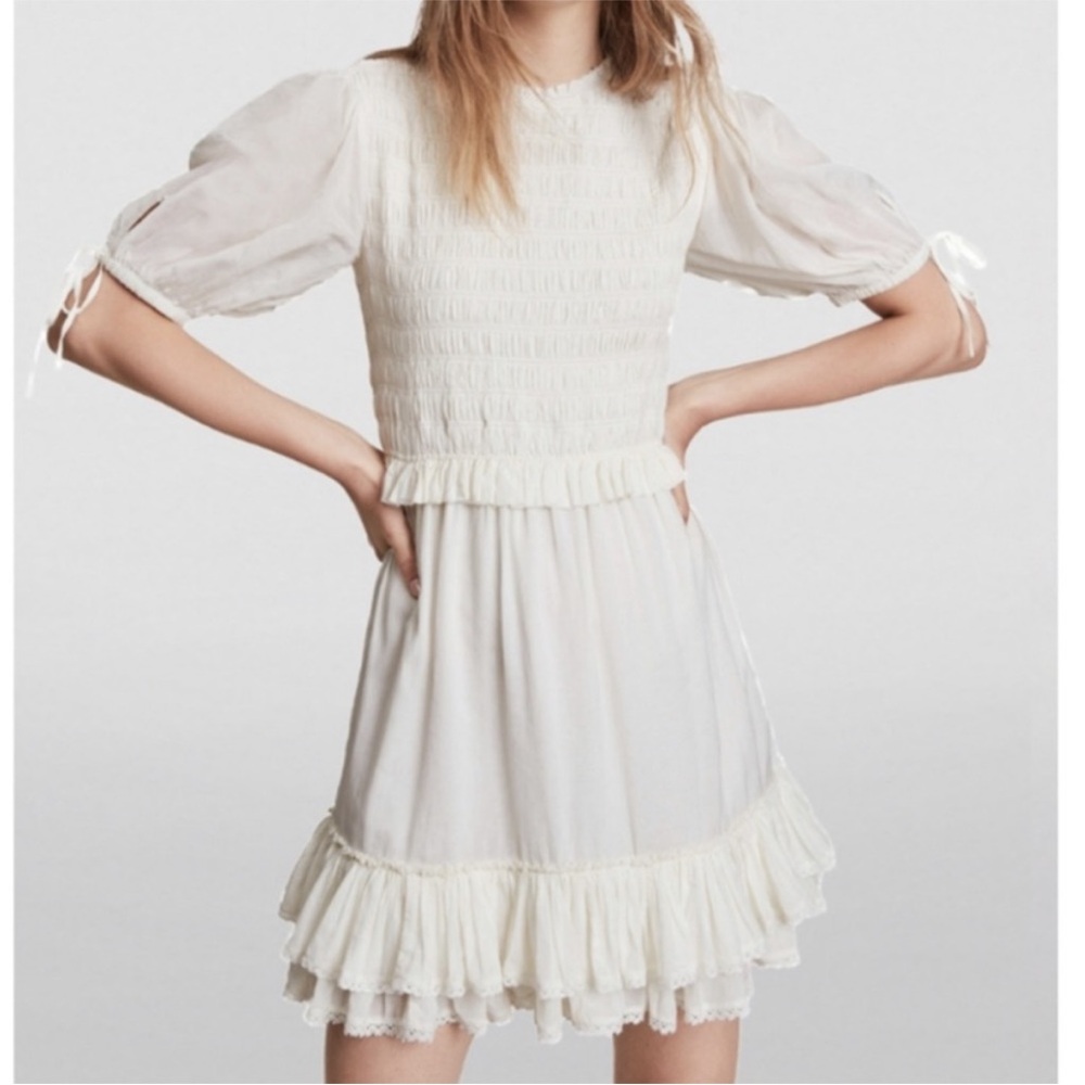 ALL SAINTS Cream JAYA Ruffle Mini Dress